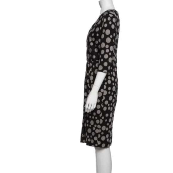 Armani Collezioni V-Neck Empire Waist Polka Dot Stretchy Dress 10 - Picture 2 of 5